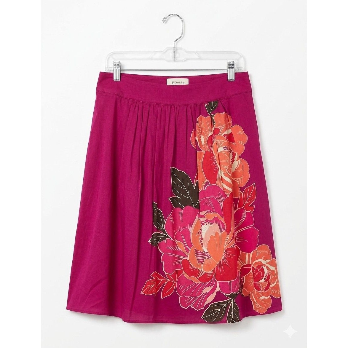 Brand New St Johns Bay Hibiscus Hawaii Fuchsia Lined Skirt Womens Size 8